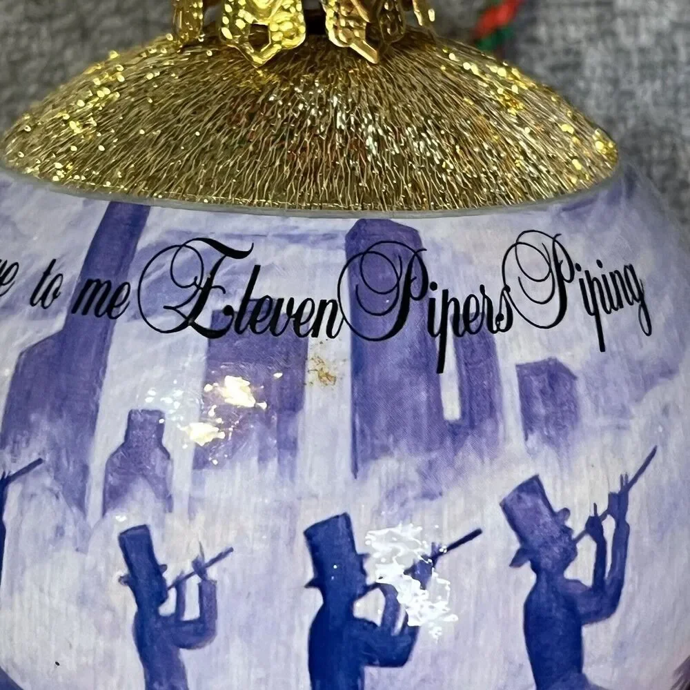 Vintage 12 Days of Christmas 11 Pipers Piping Unbreakable Wrapped Ornament Rauch